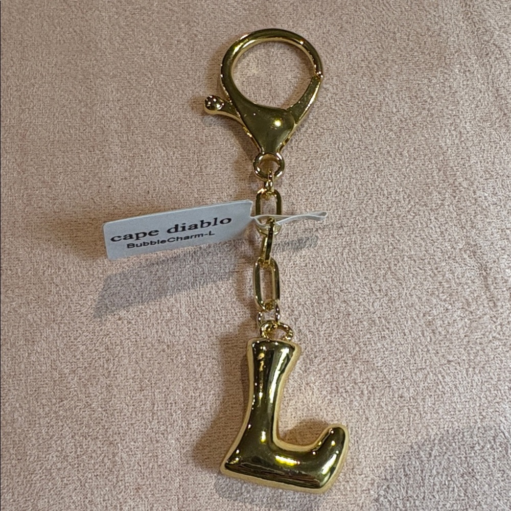 Bubble Charm Gold Tone Monogram Initial Letter L Bag Charm Keychain NWT